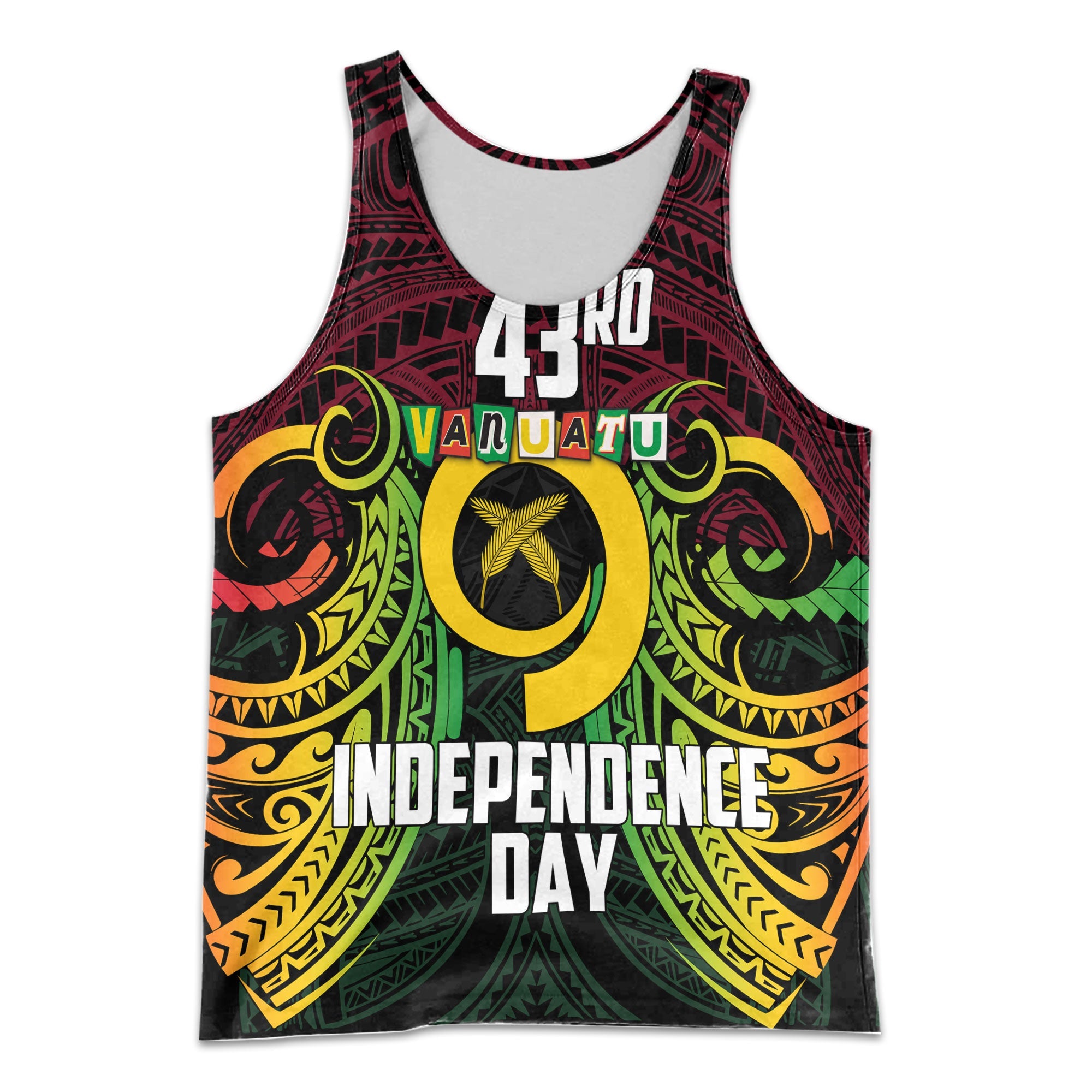 Vanuatu Men Tank Top Independence Day 43rd Anniversary Style 2