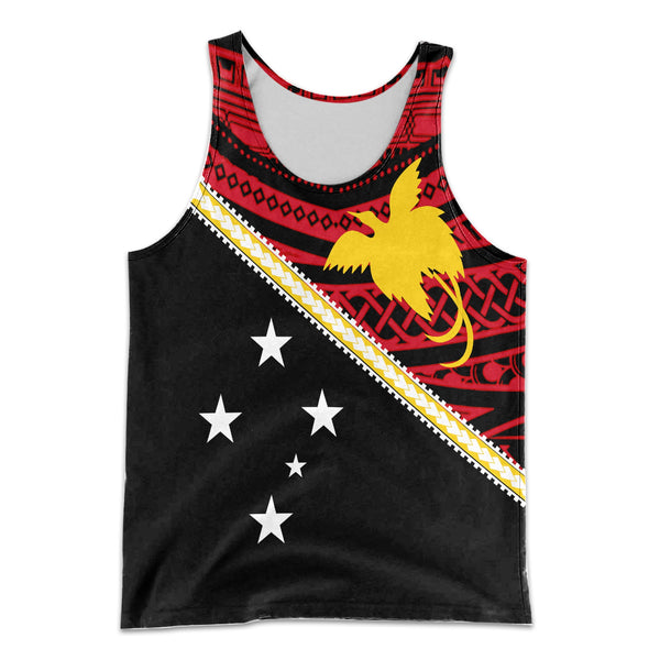 Papua New Guinea Men Tank Top Polynesian Flag Style