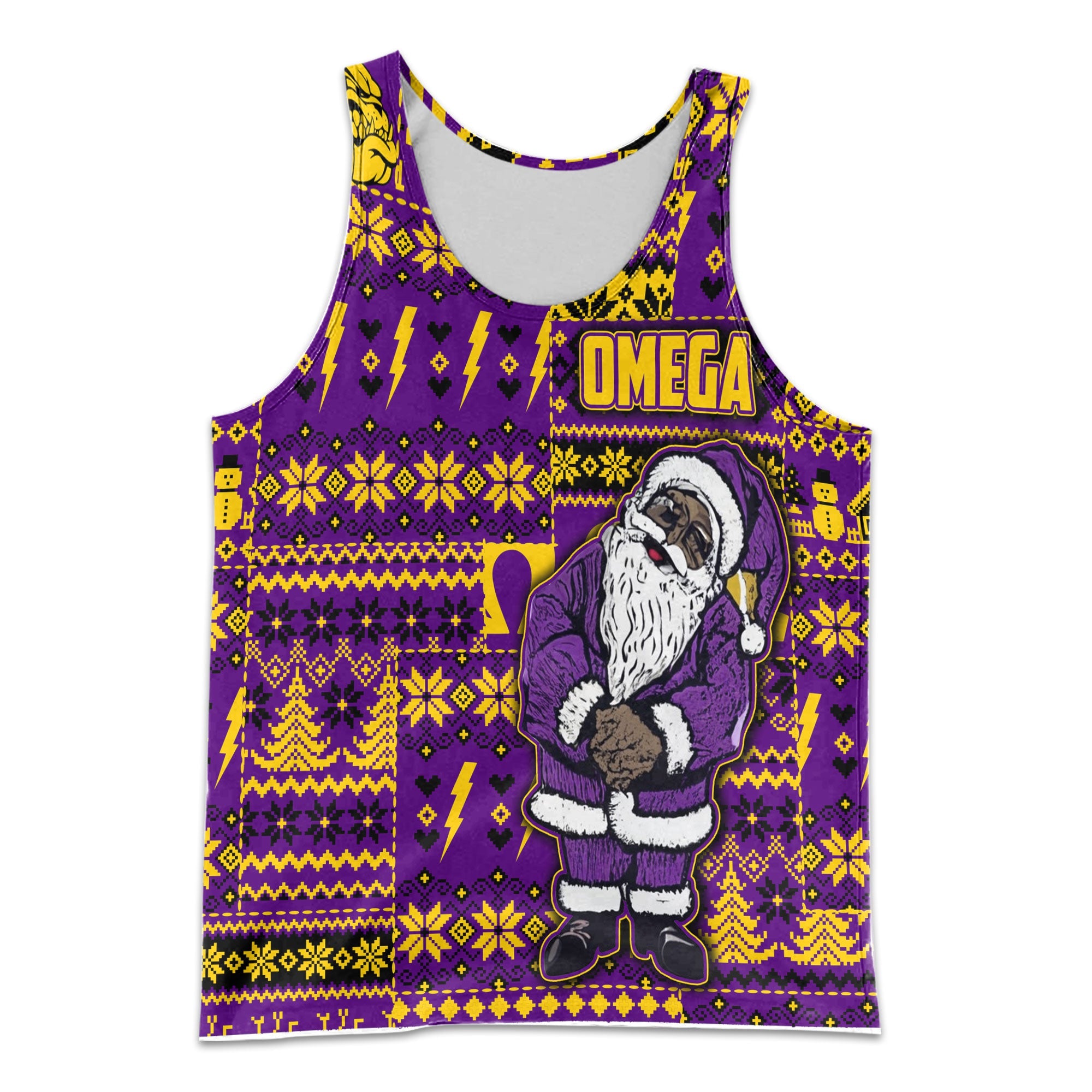 Fraternity Tank Top - OPP Christmas Men Tank Top Bulldog & Santa Claus Omega Style