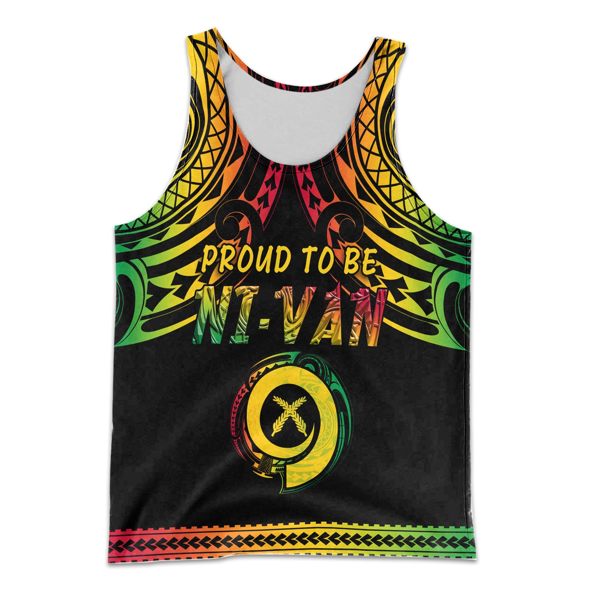 Vanuatu Proud To Be Ni-Van Men Tank Top Coat Of Arms Reggae Style