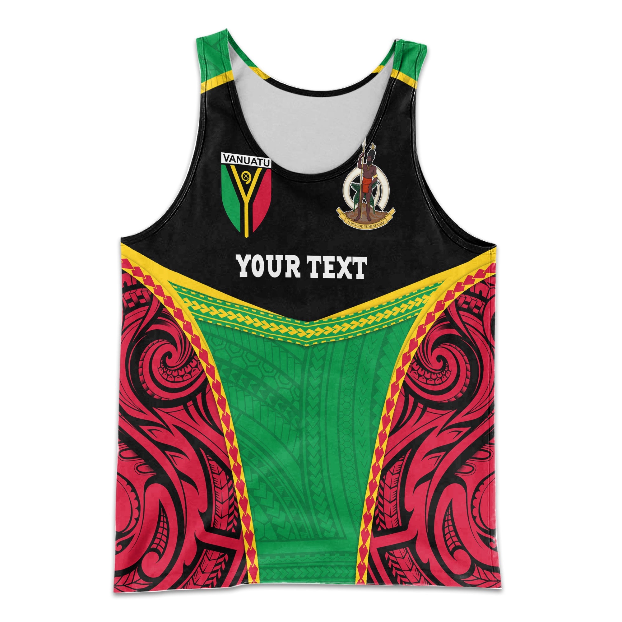 Custom Vanuatu Flag & Coat Of Arms Men Tank Top Black Style