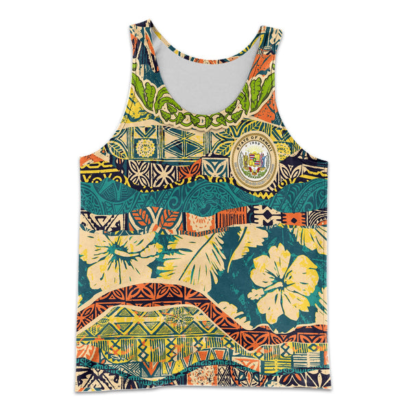 Hawaii Flag Men Tank Top Coat Of Arm Style