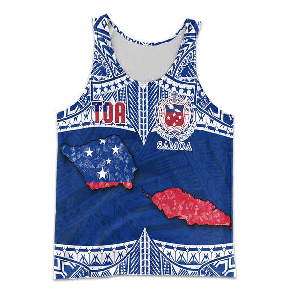 Custom Samoa TOA Rugby Men Tank Top Map Style