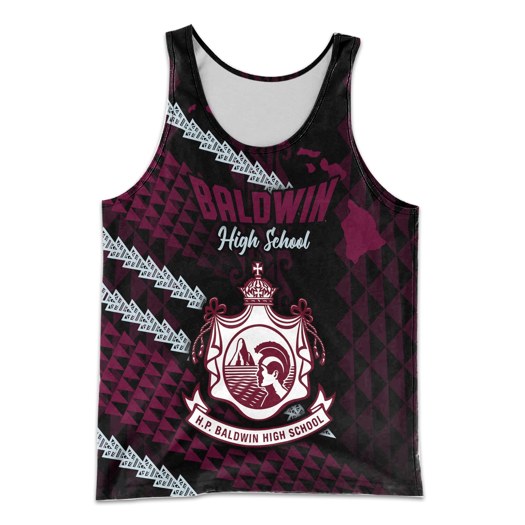 Hawaii Baldwin High School Custom Men Tank Top Map Style