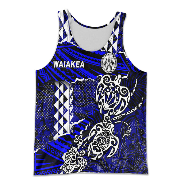 Hawaii Waiakea High School Custom Men Tank Top Polynesian Turtle Style