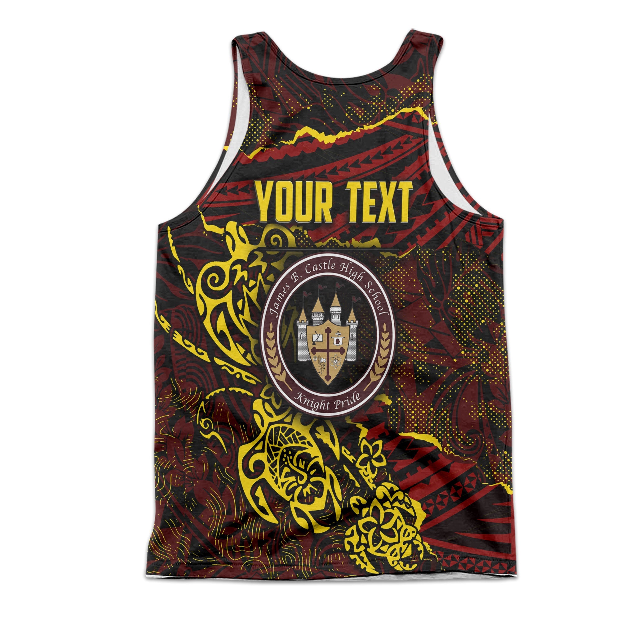 Hawaii Castle High School Custom Men Tank Top Polynesian Turtle Style