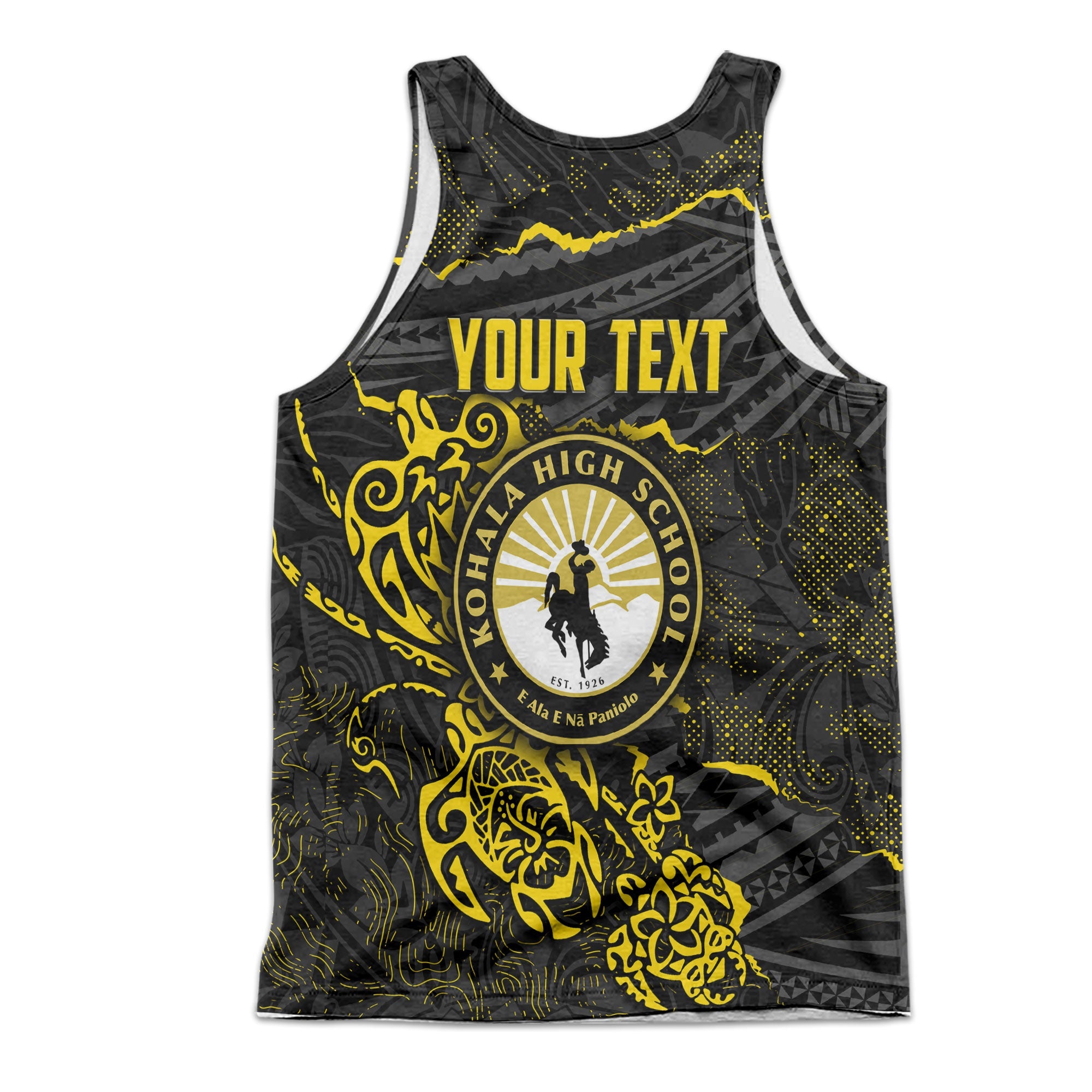 Hawaii Kohala High School Custom Men Tank Top Polynesian Turtle Style