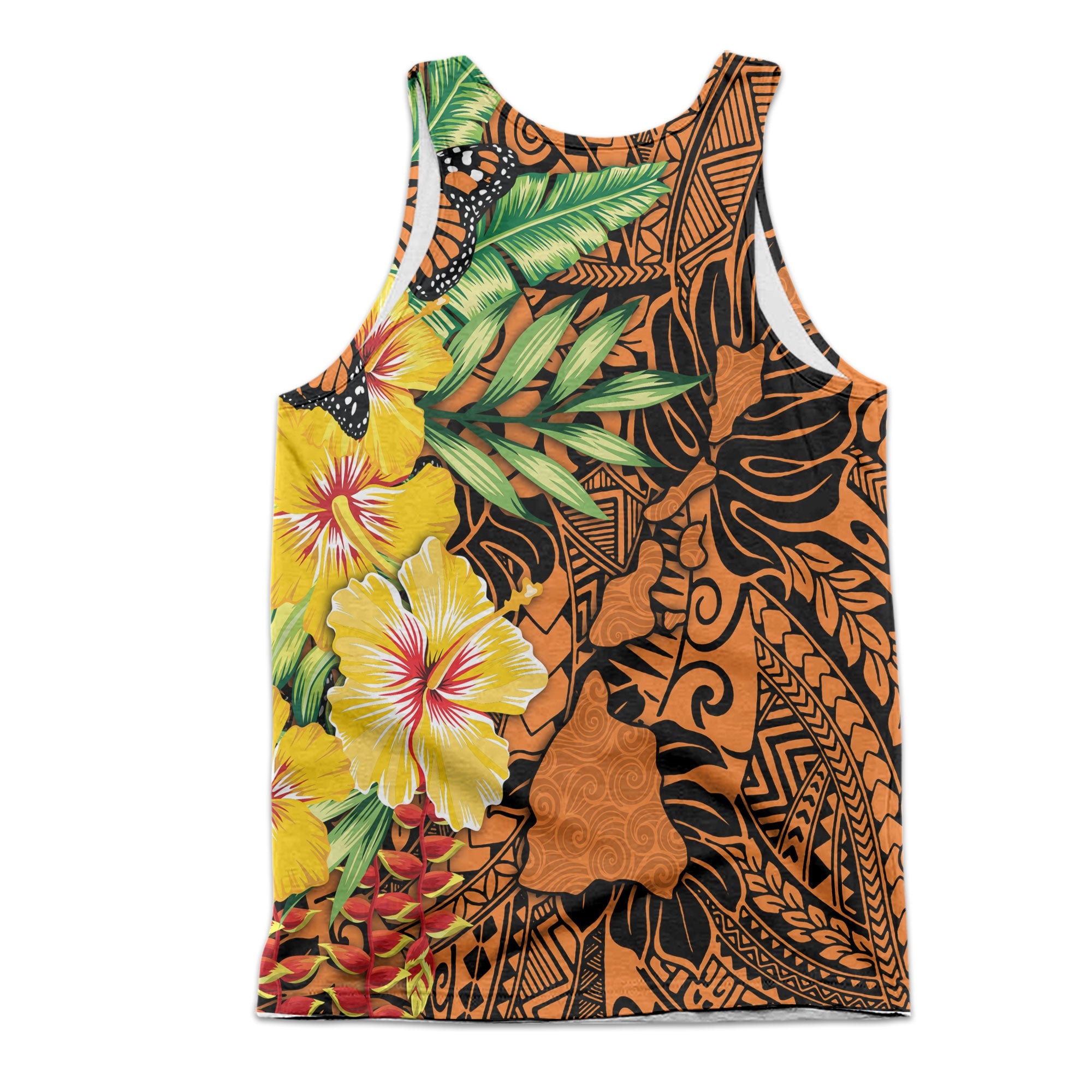 Hawaii Men Tank Top Kamehameha Butterfly Tropical Style