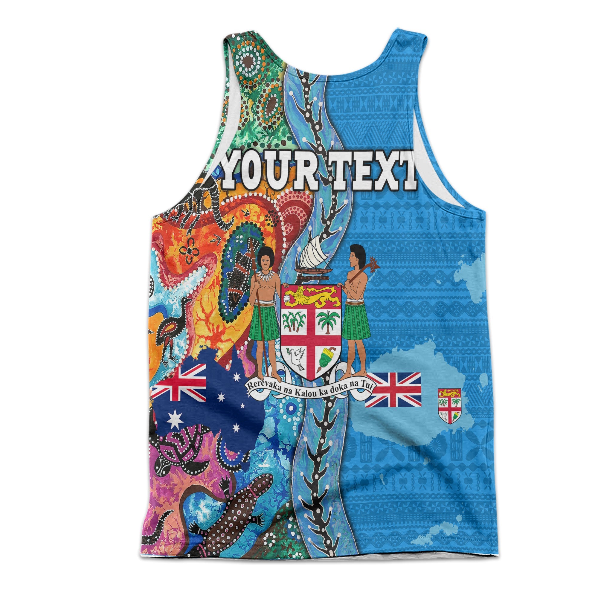 Custom Fiji Tapa & Australia Aboriginal Men Tank Top