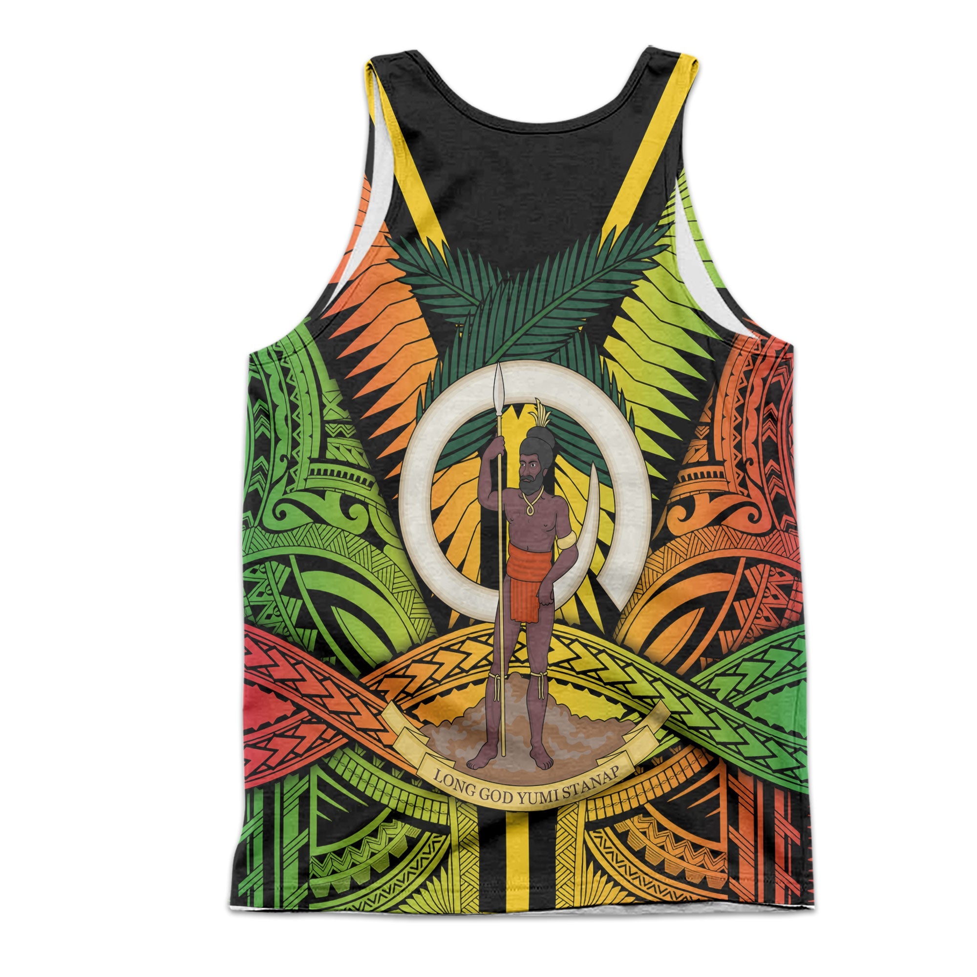 Vanuatu Men Tank Top Coat Of Arms Reggae Style