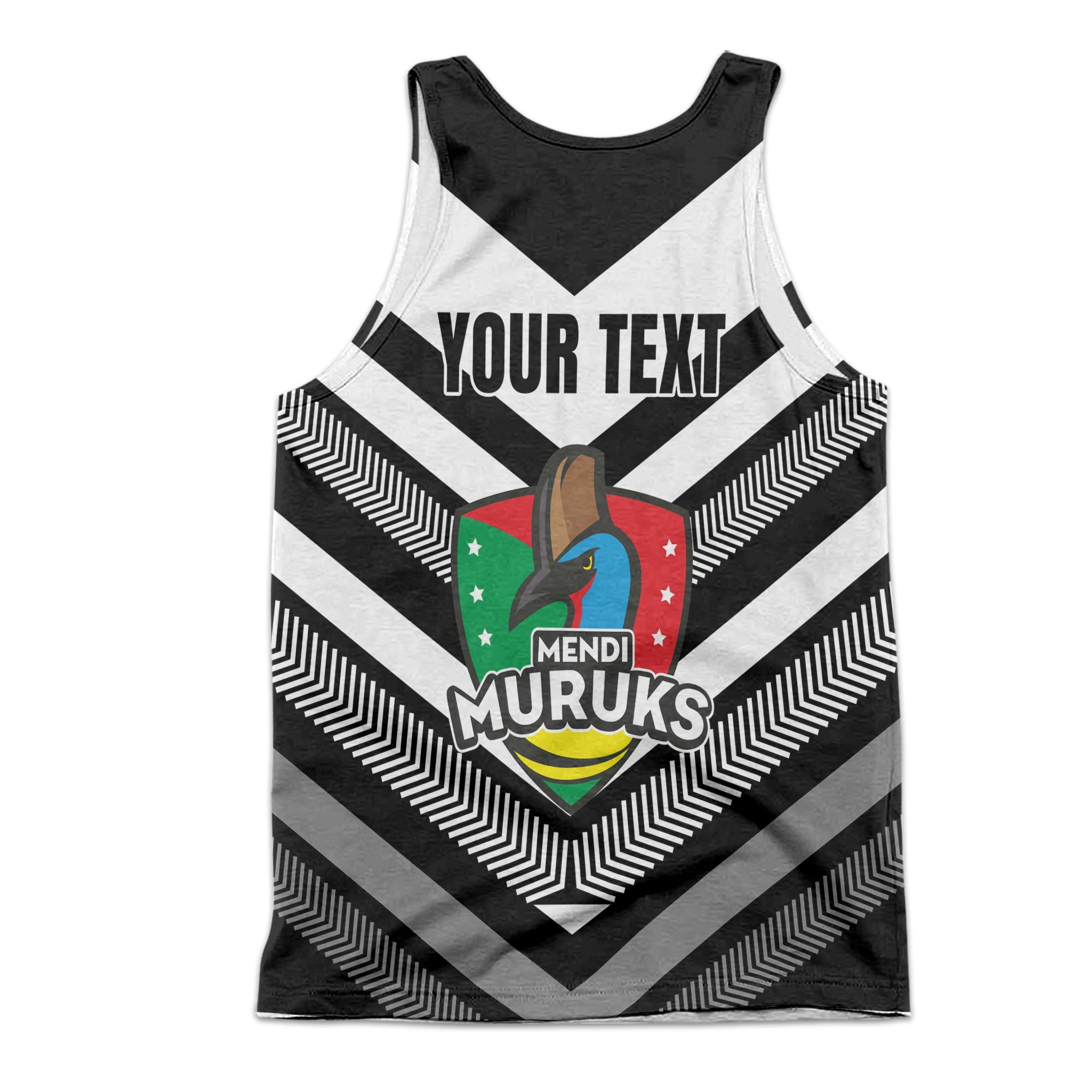 Custom Mendi Muruks Men Tank Top Papua New Guinea Rugby Black & White Style