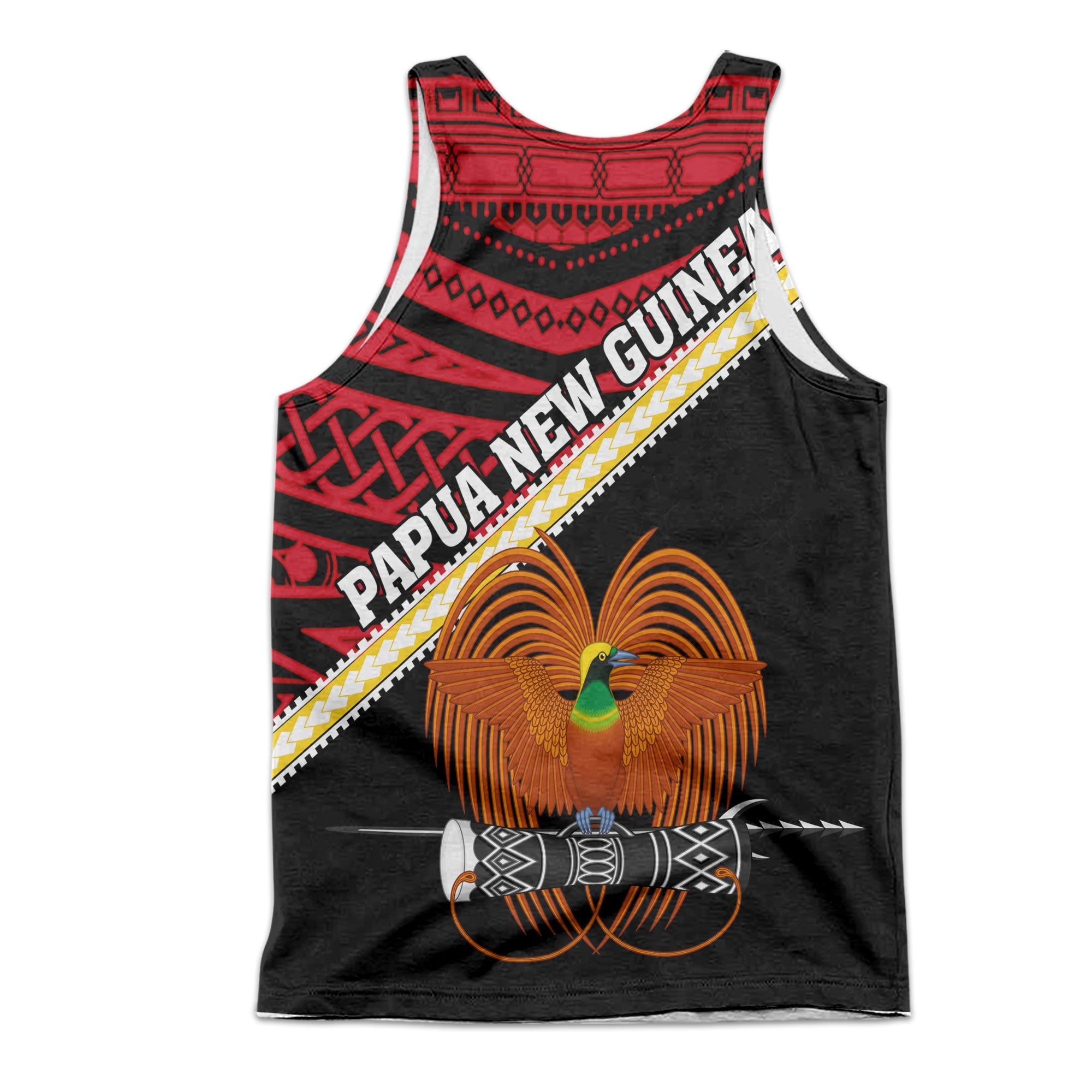 Papua New Guinea Men Tank Top Polynesian Flag Style