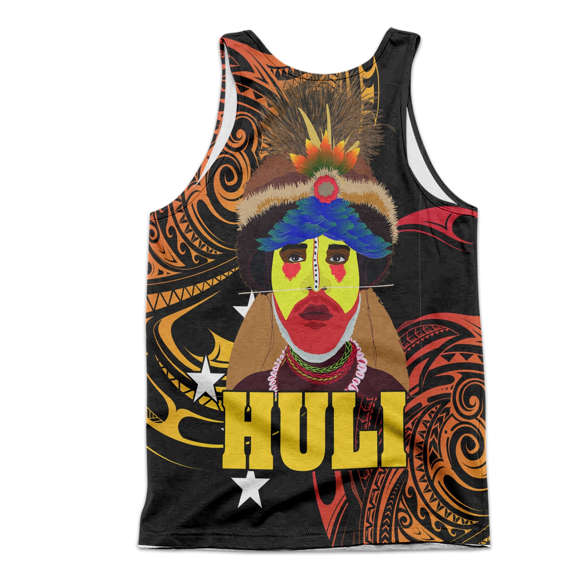 Papua New Guinea Men Tank Top Huli Wigmen Style