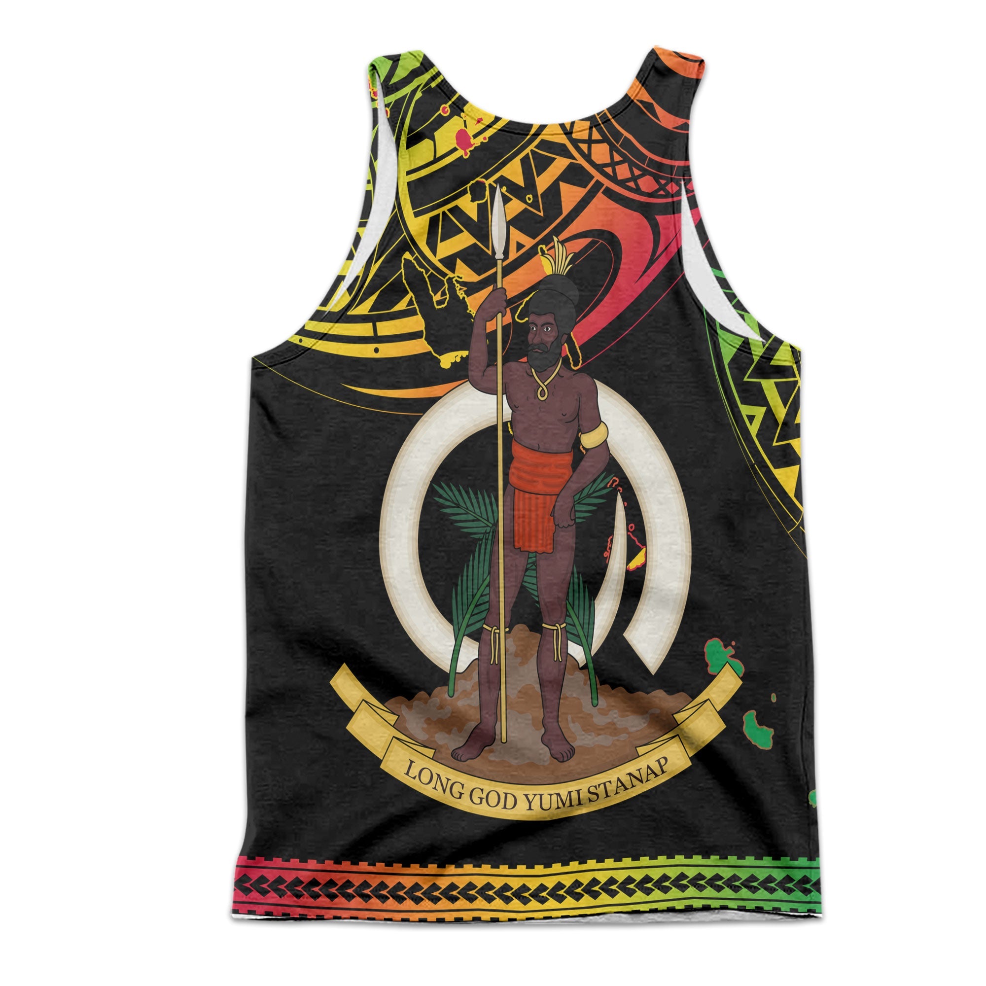 Vanuatu Proud To Be Ni-Van Men Tank Top Coat Of Arms Reggae Style