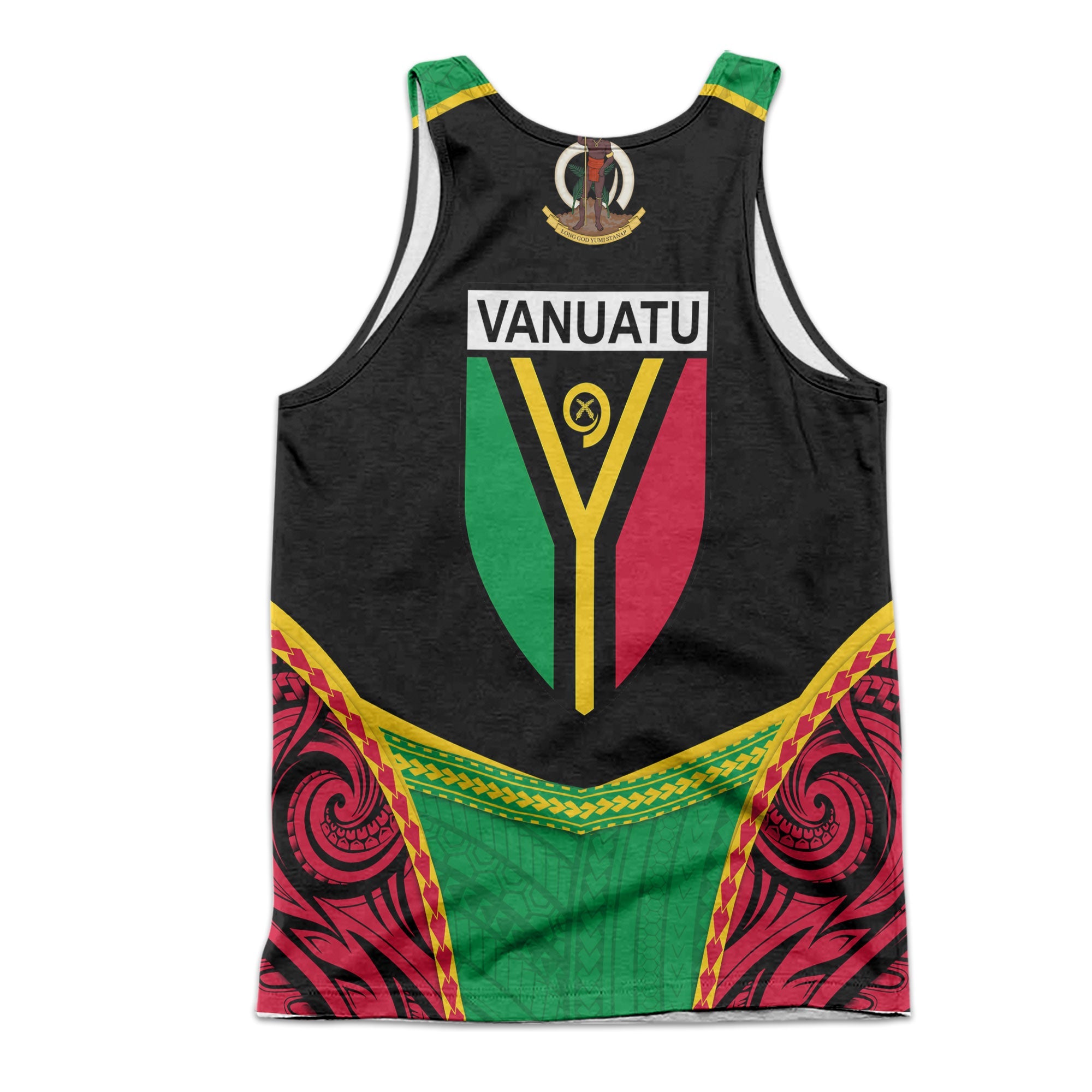 Custom Vanuatu Flag & Coat Of Arms Men Tank Top Black Style