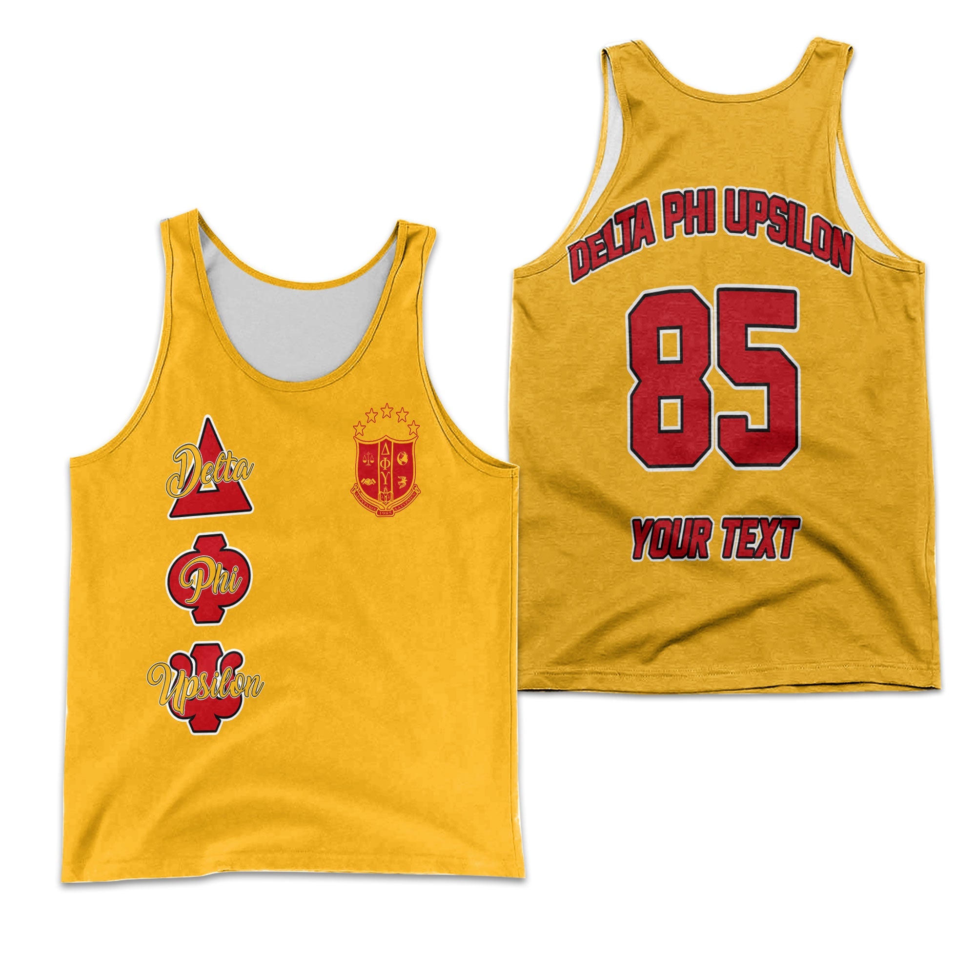 Fraternity Tank Top - Personalized Delta Phi Upsilon Men Tank Top Original Yellow Style