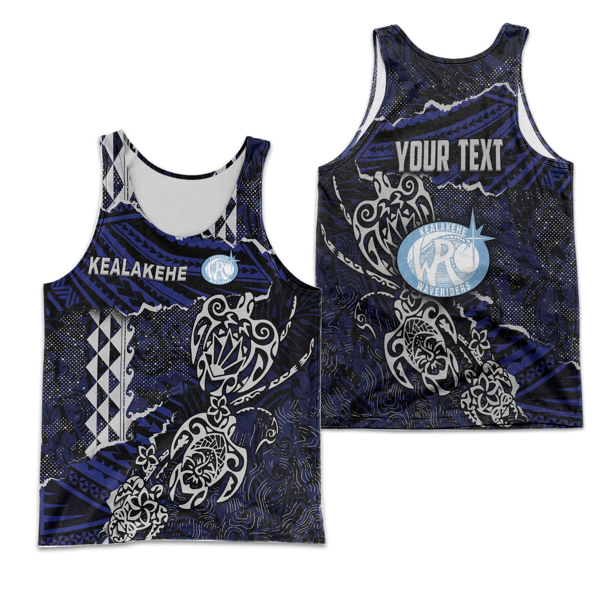 Hawaii Kealakehe High School Custom Men Tank Top Polynesian Turtle Style