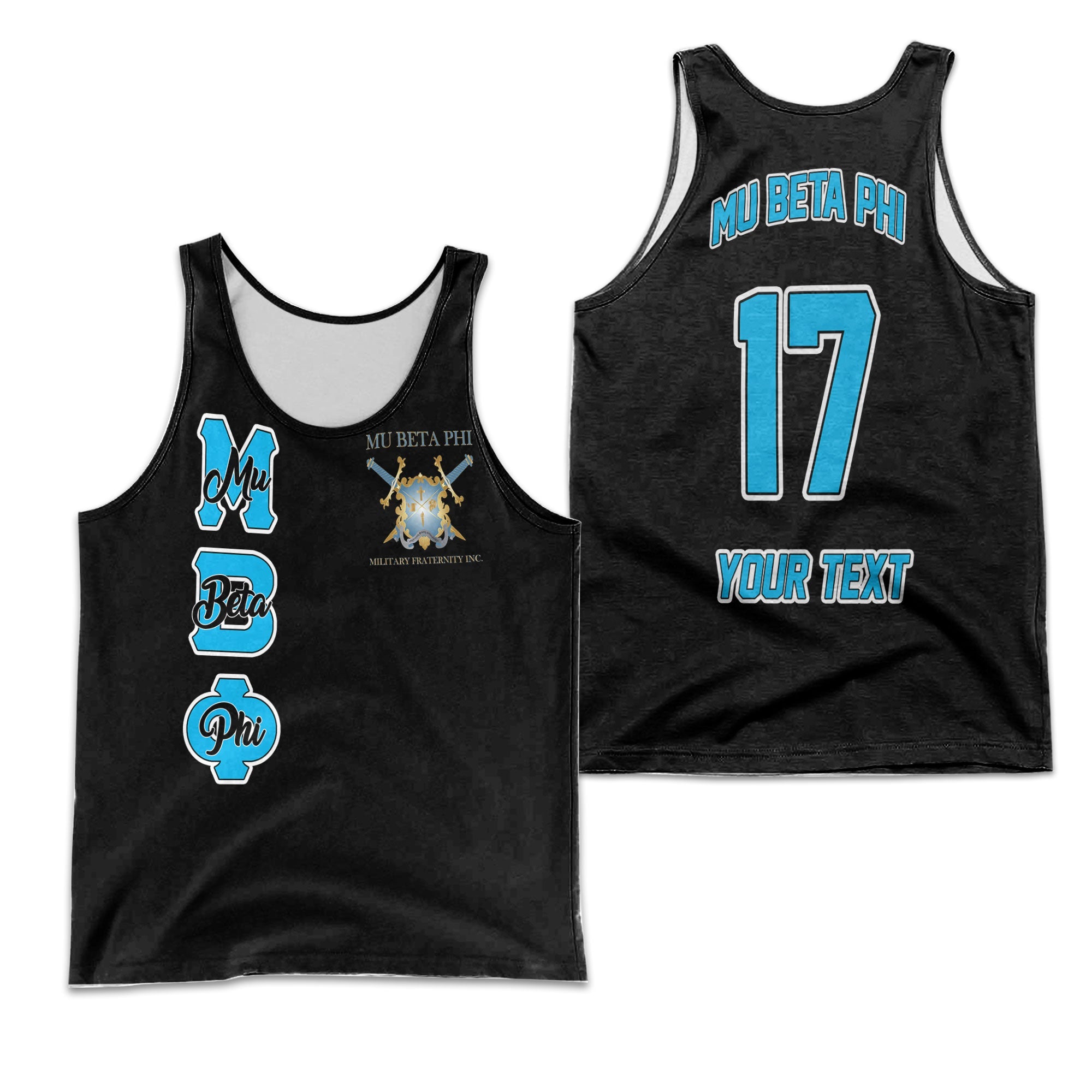 Fraternity Tank Top - Personalized Mu Beta Phi Men Tank Top Original Dark Style