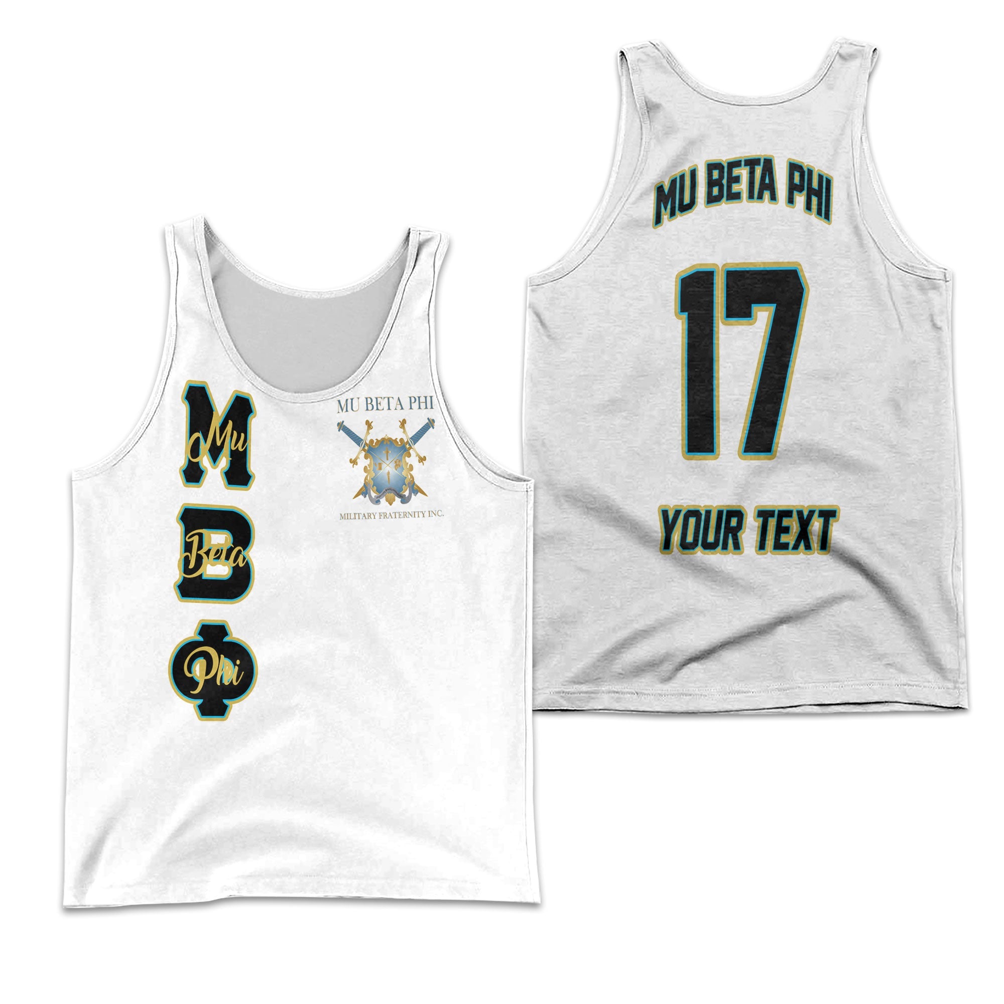 Fraternity Tank Top - Personalized Mu Beta Phi Men Tank Top Original White Style