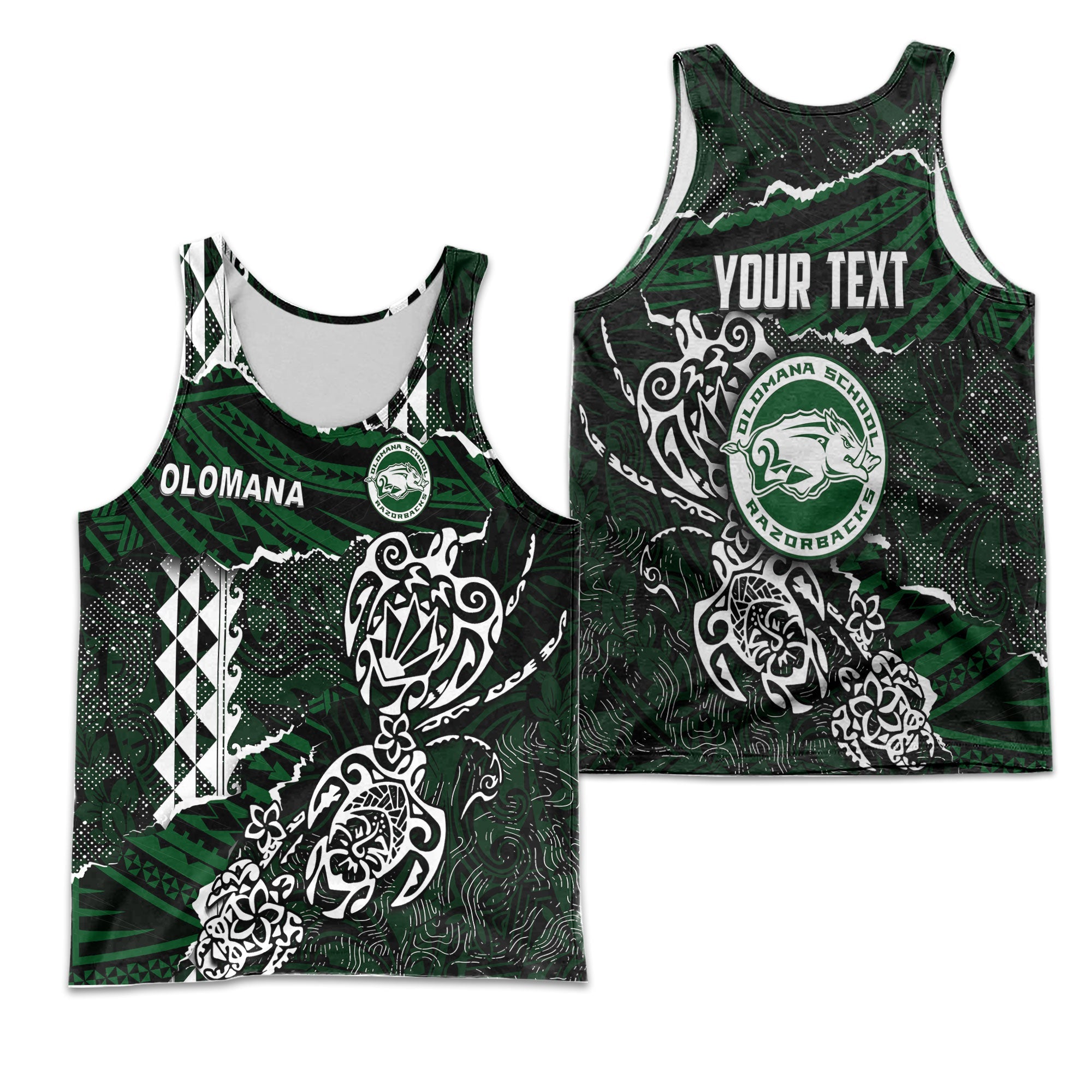 Hawaii Olomana High & Intermediate School Custom Men Tank Top Polynesian Turtle Style