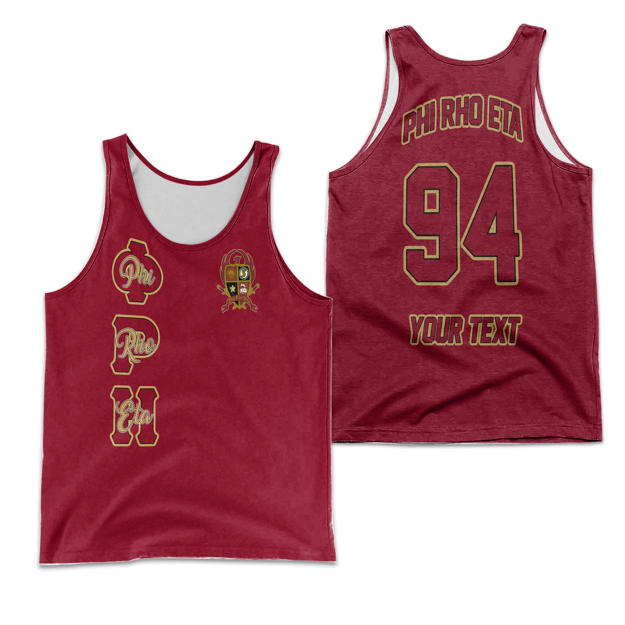 Fraternity Tank Top - Personalized Phi Rho Eta Men Tank Top Original Maroon Style