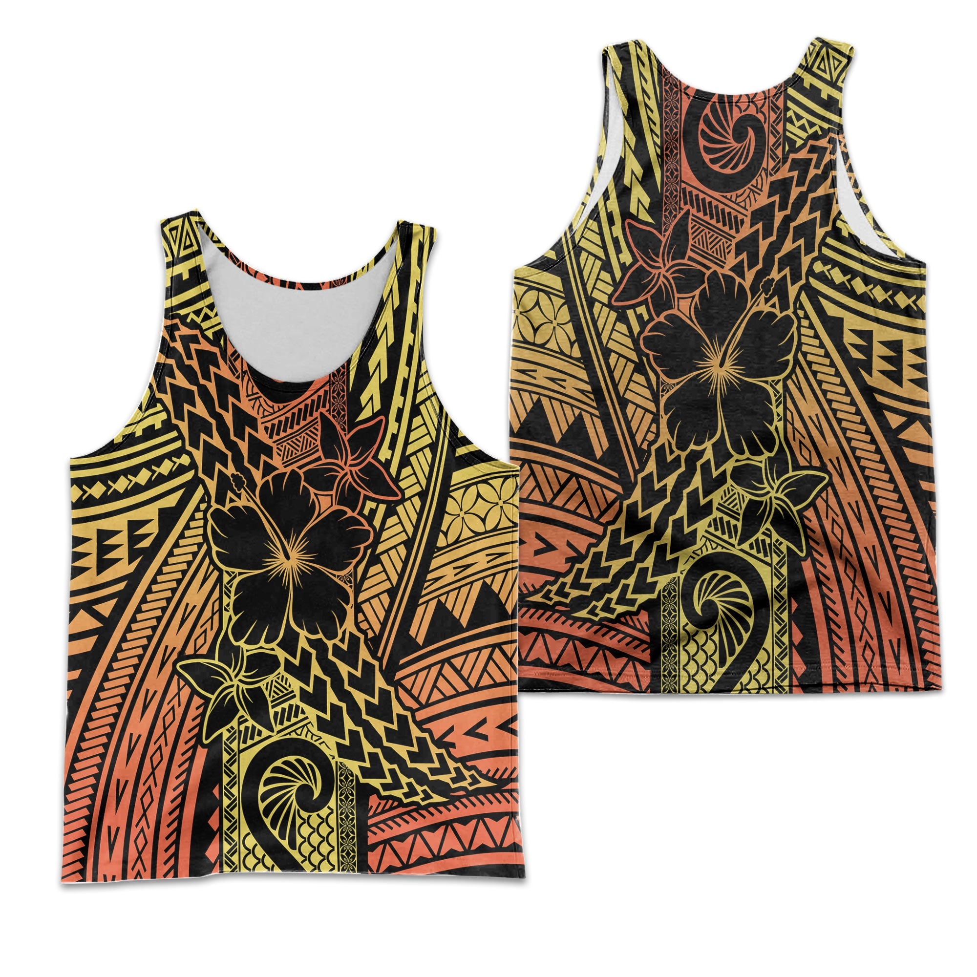 Hawaiian Reggae Men Tank Top Polynesian Hibiscus Style