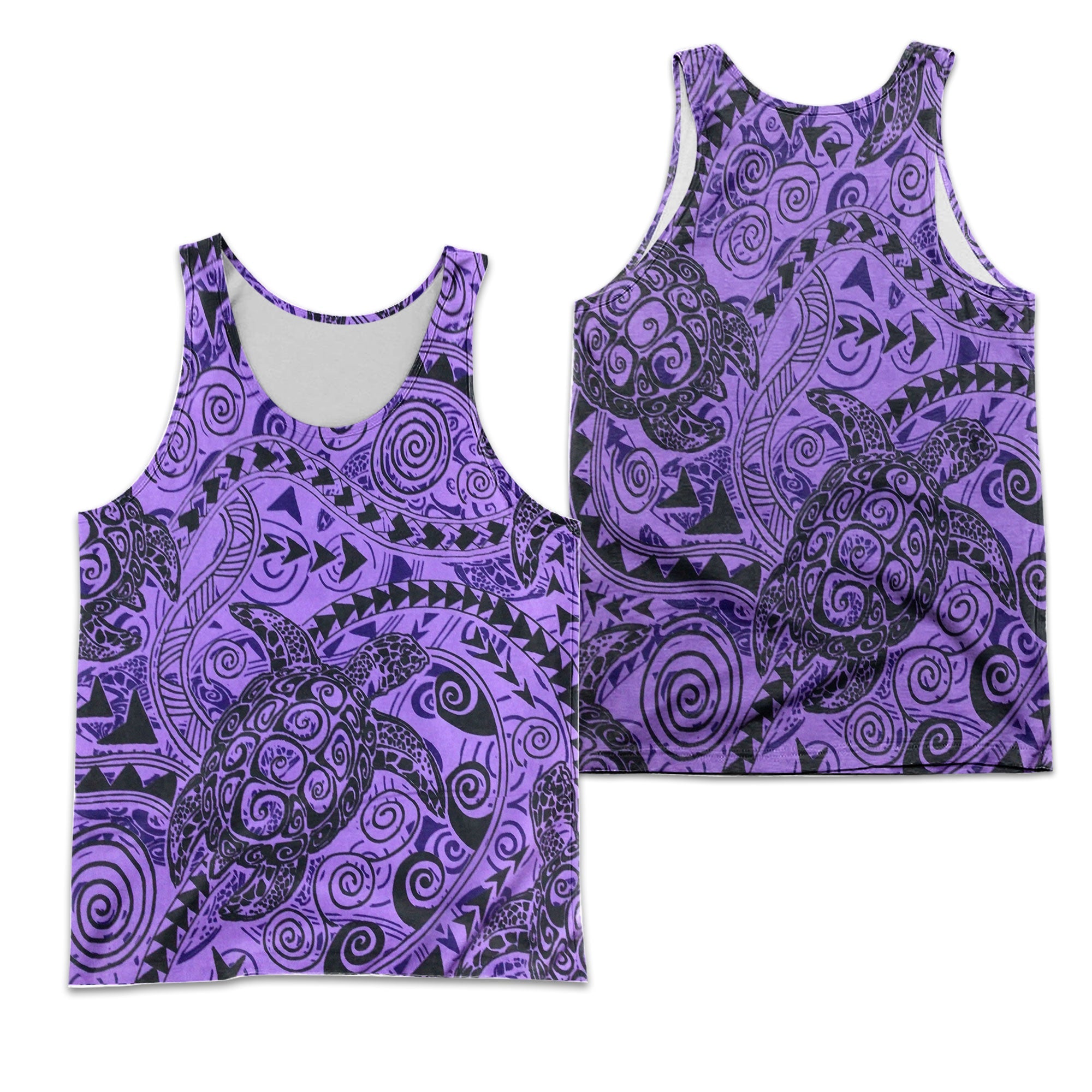 Hawaii Polynesian Turtle Men Tank Top Purple Style