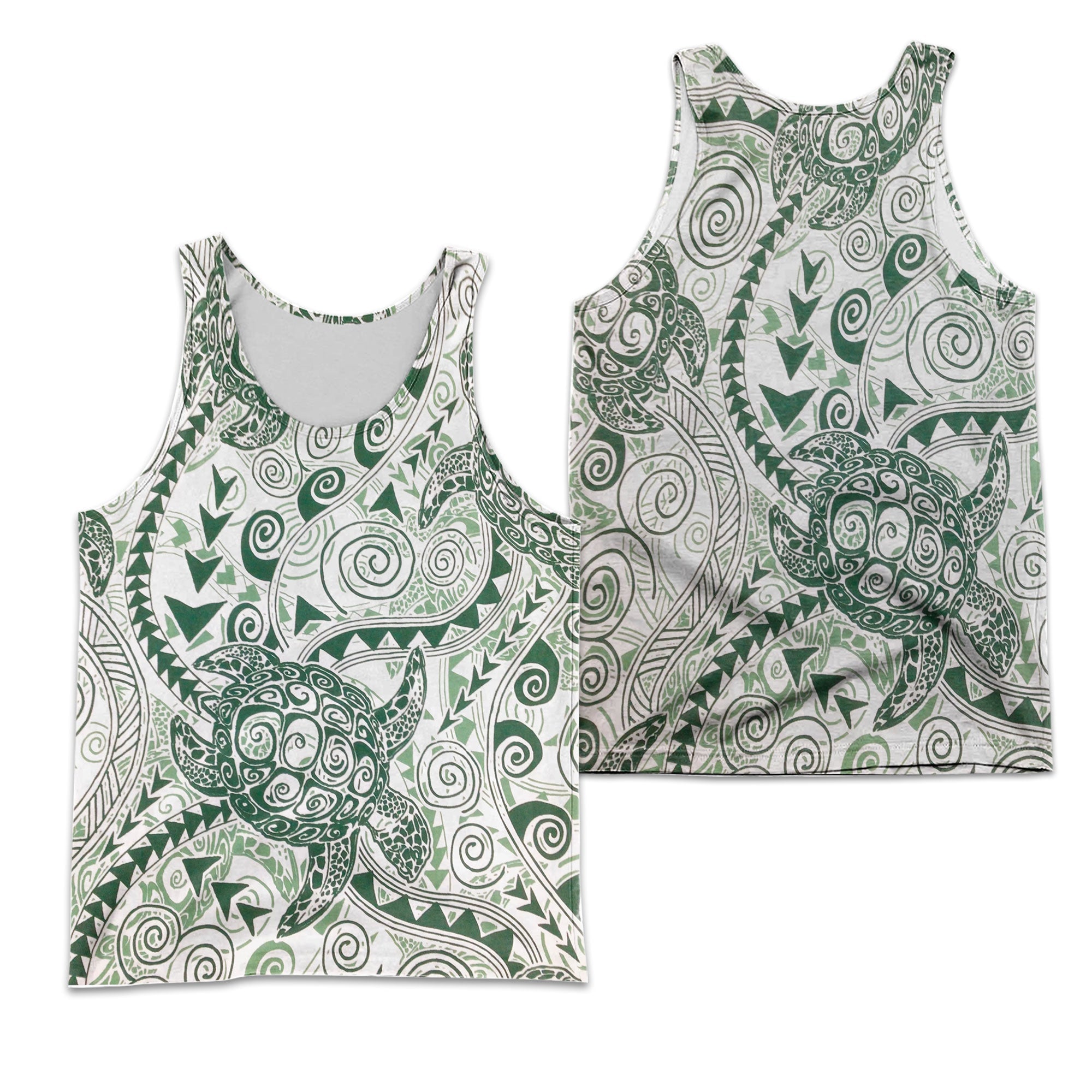 Hawaii Polynesian Turtle Men Tank Top Green Style