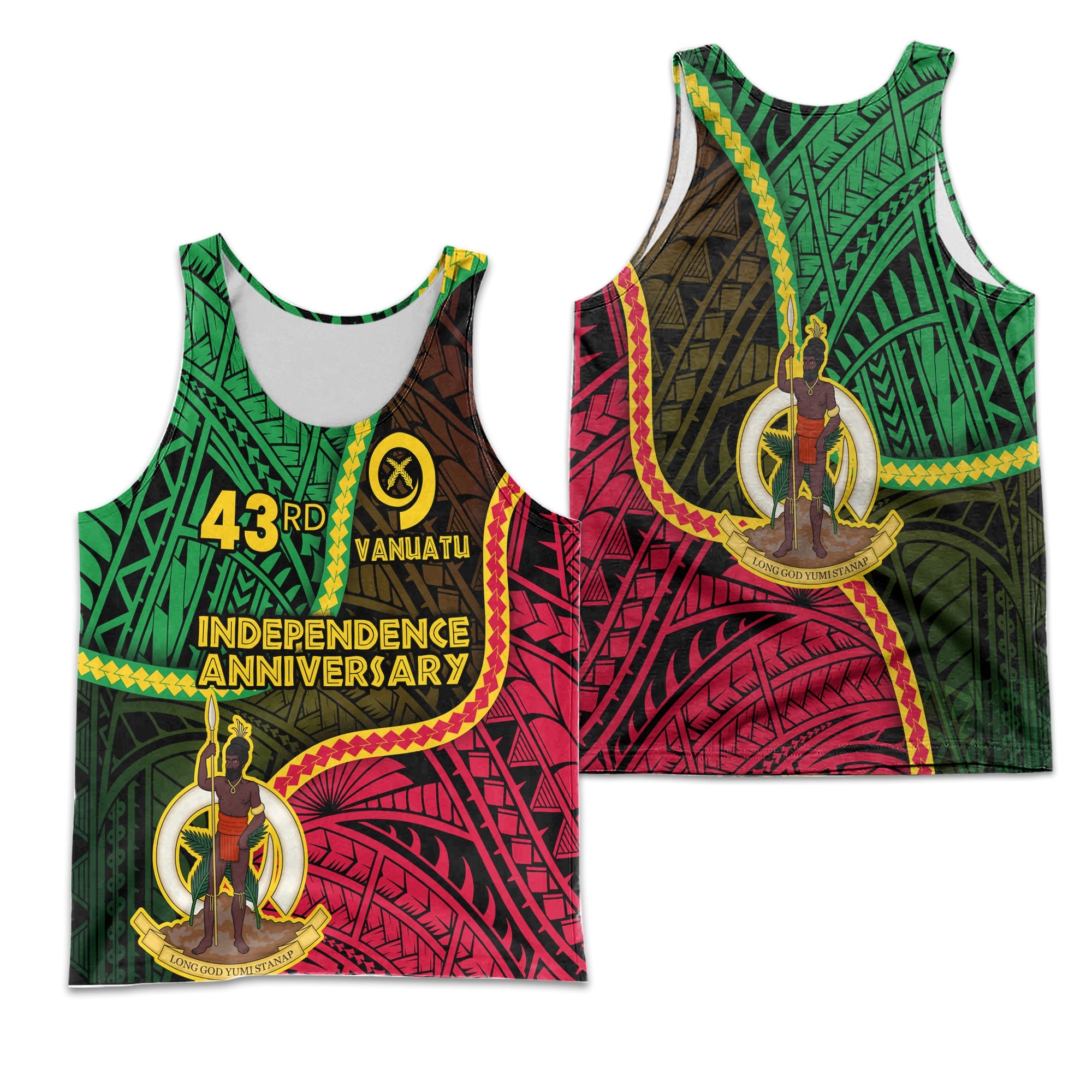 Vanuatu Men Tank Top Independence Day 43rd Anniversary Style