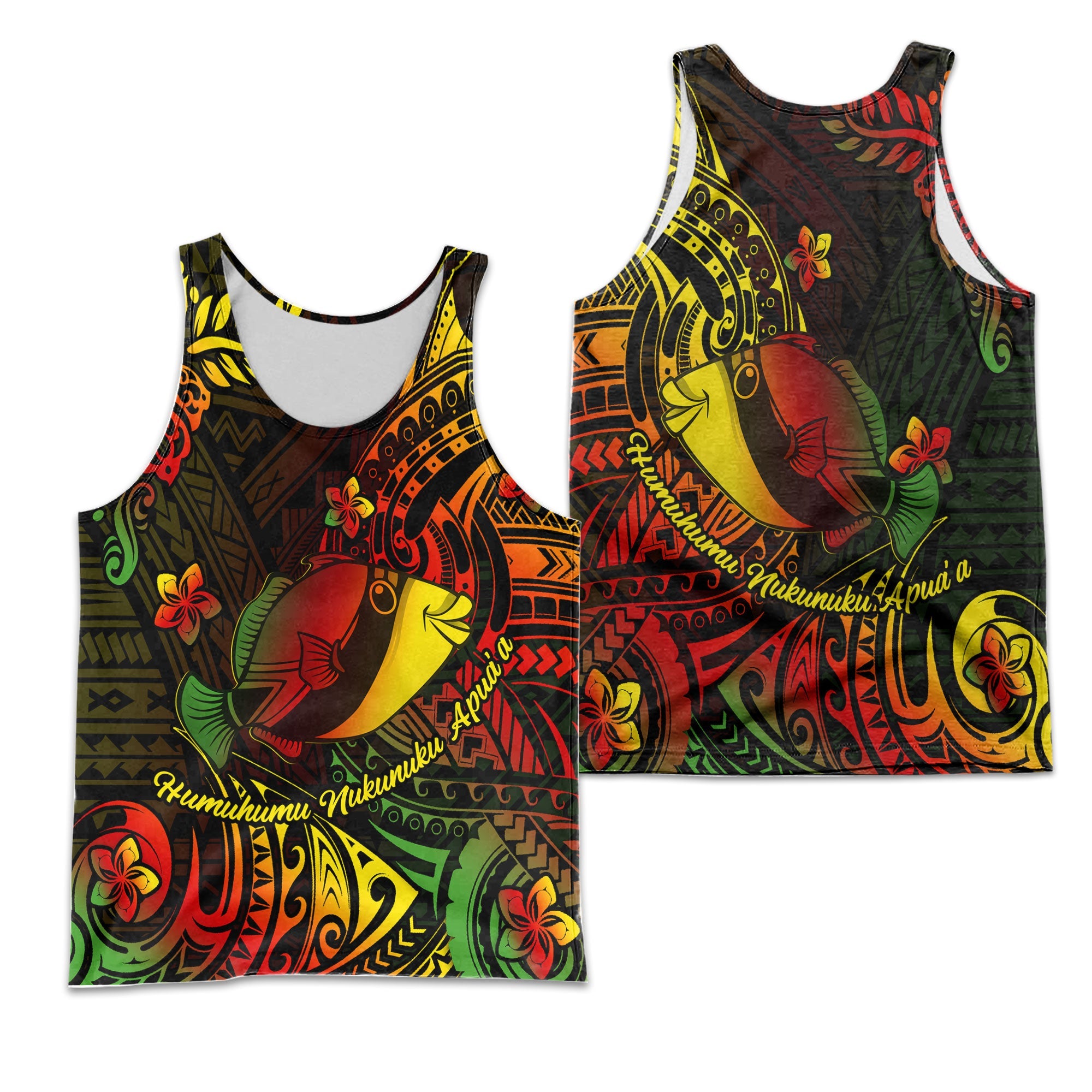 Hawaii Humuhumu Fish Men Tank Top Reggae Style