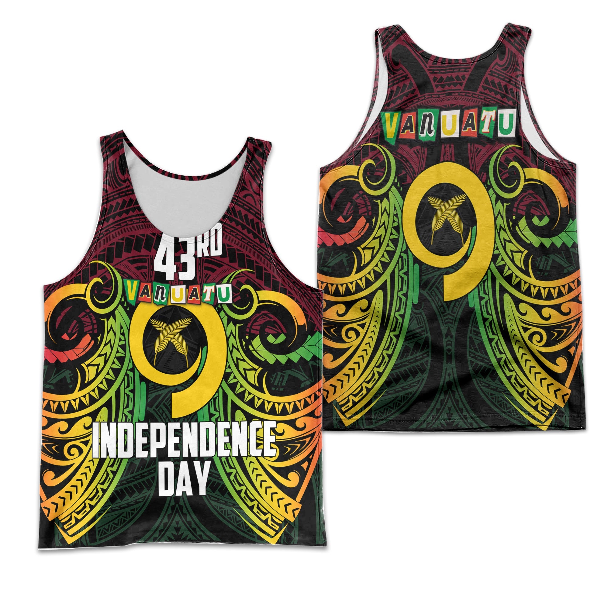 Vanuatu Men Tank Top Independence Day 43rd Anniversary Style 2