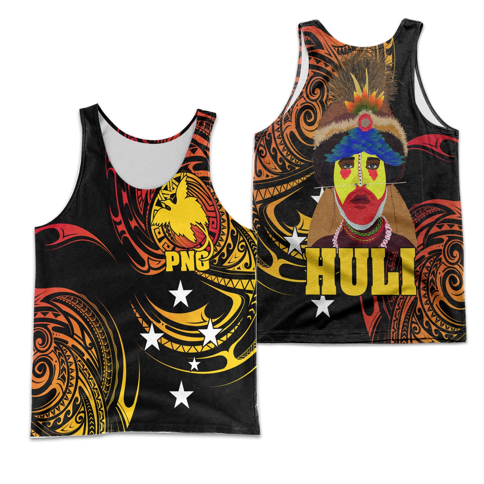 Papua New Guinea Men Tank Top Huli Wigmen Style