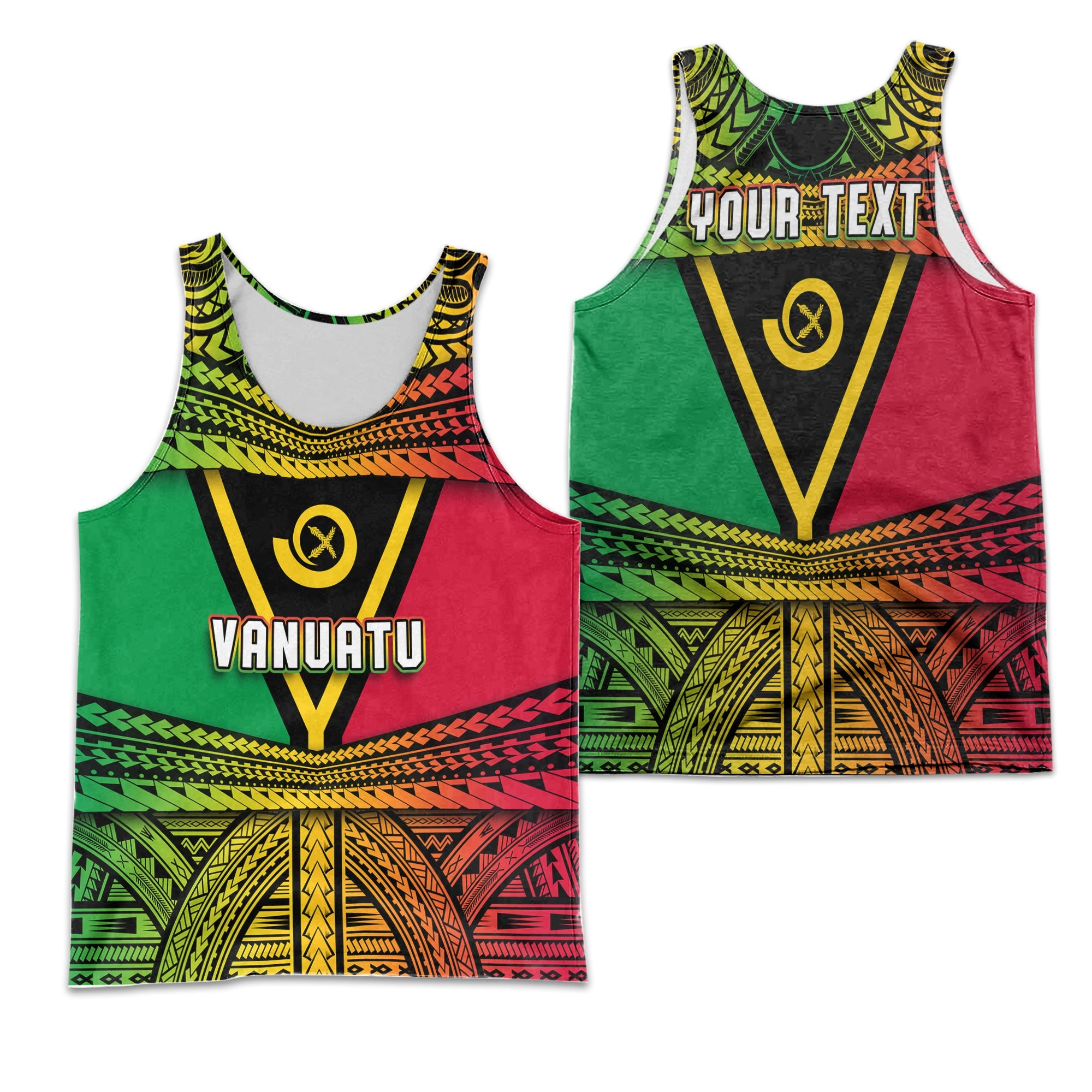 Custom Vanuatu Flag & Coat Of Arms Men Tank Top Reggae Style