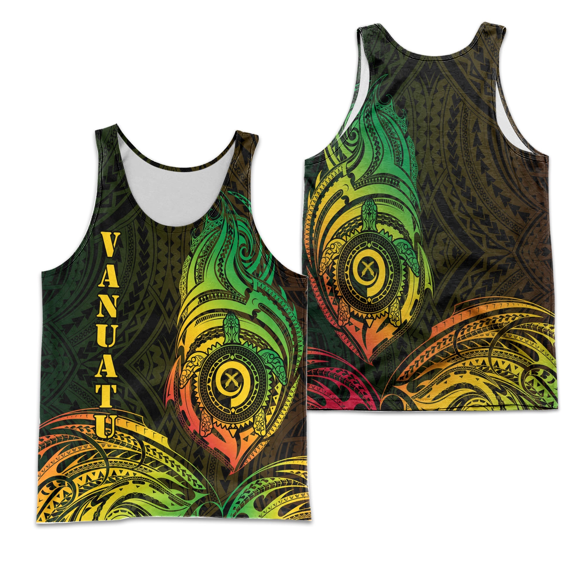 Vanuatu Men Tank Top Polynesian Reggae Style