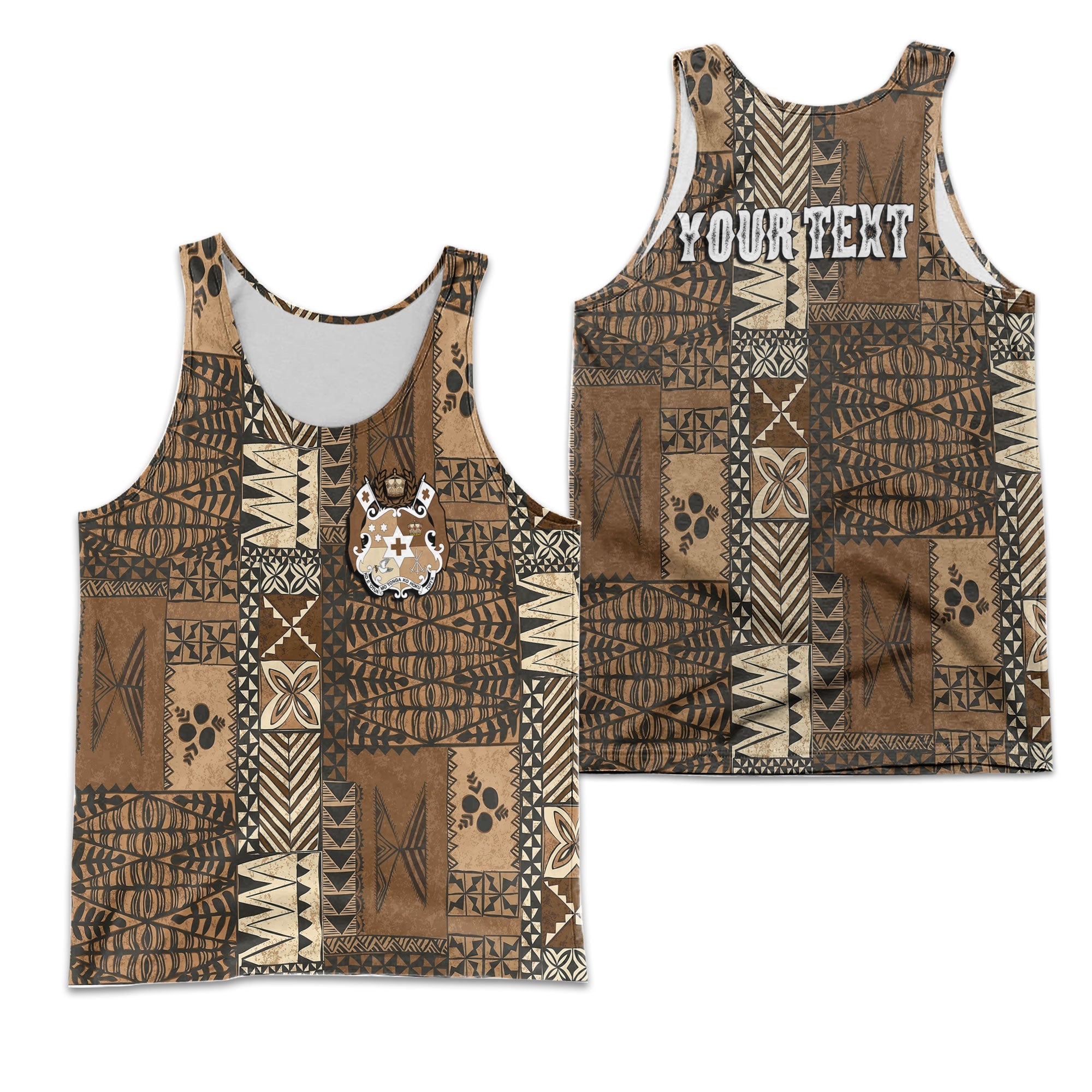 Custom Tonga Men Tank Top Ngatu Tapa Style