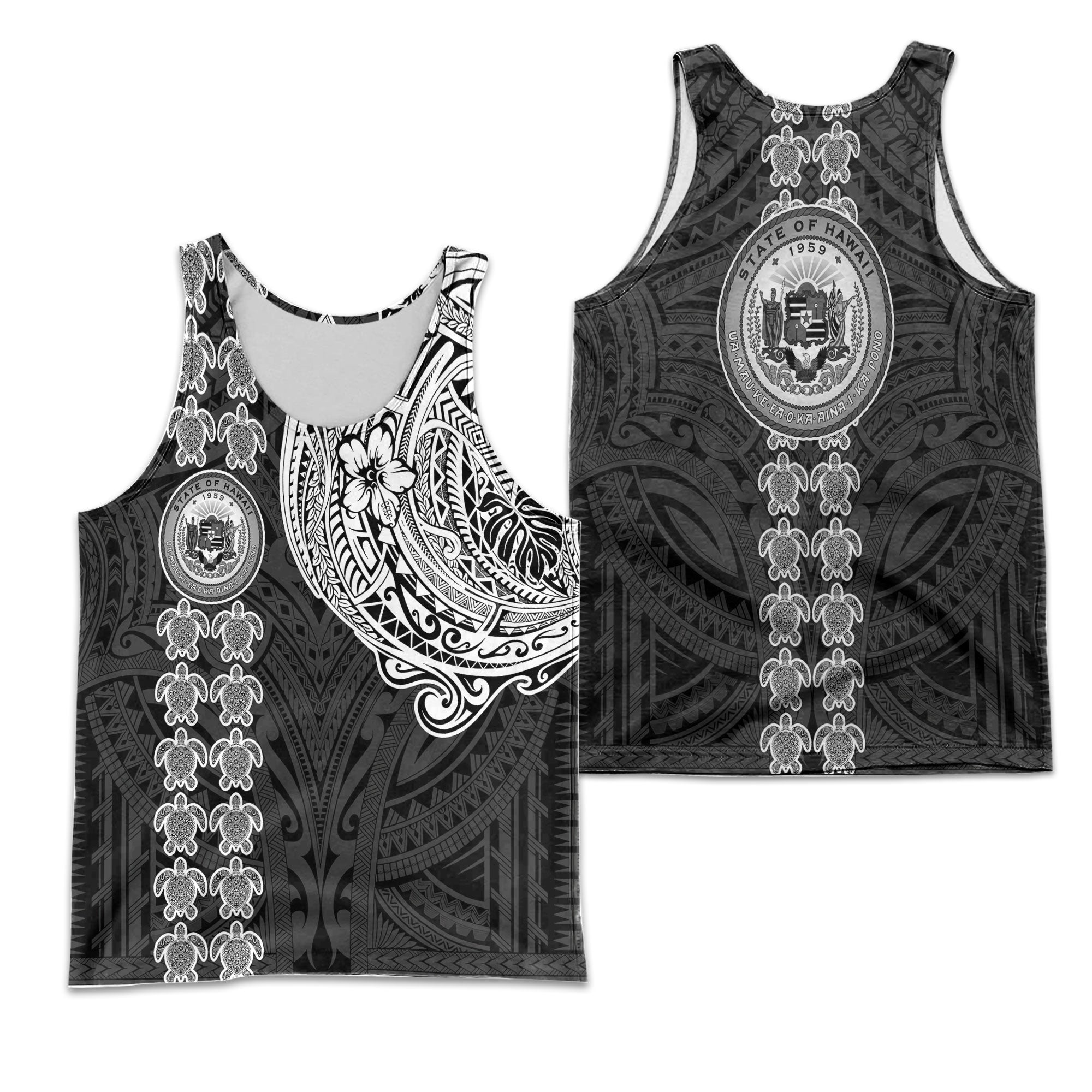 Hawaii Seal Polynesian Turtle Line Men Tank Top