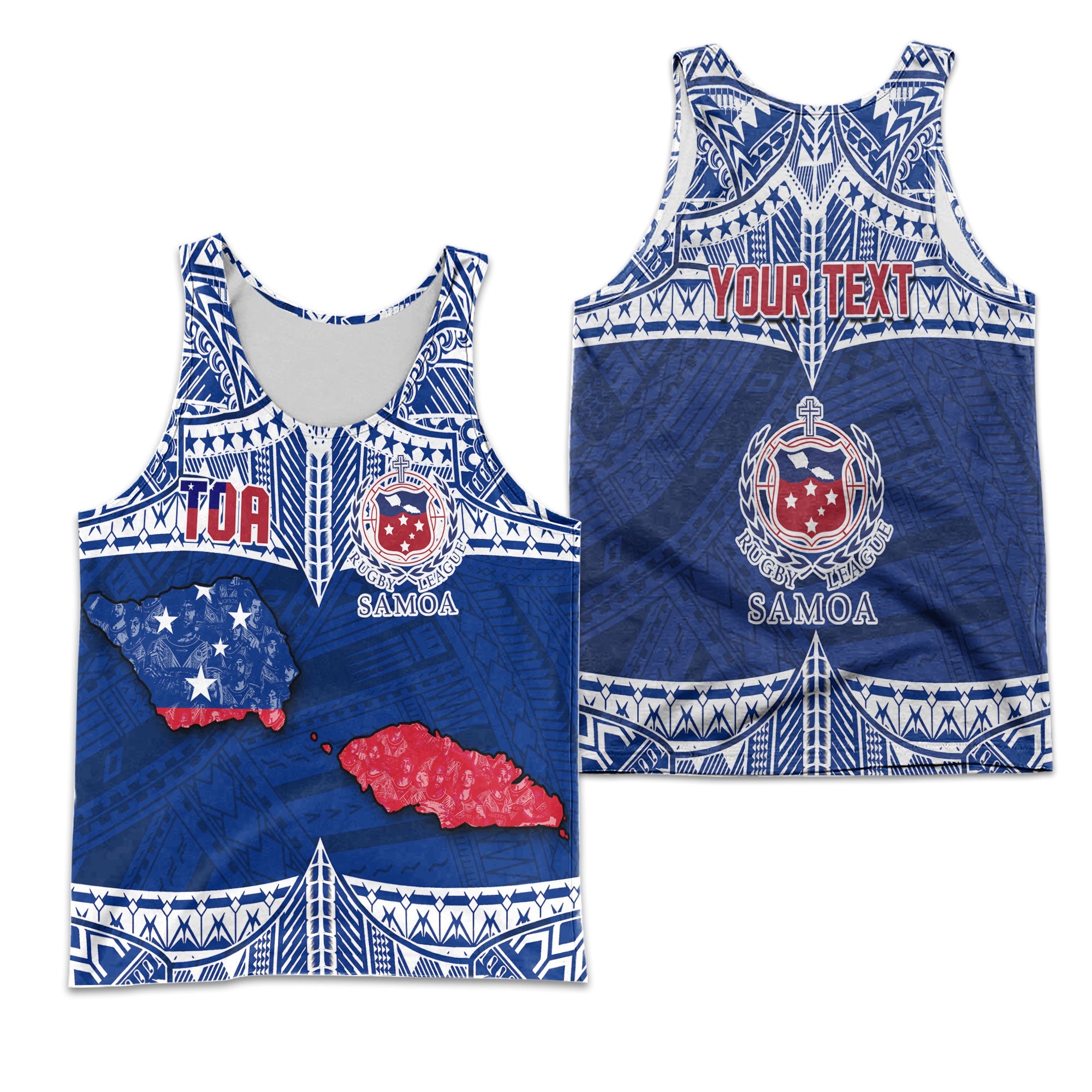 Custom Samoa TOA Rugby Men Tank Top Map Style