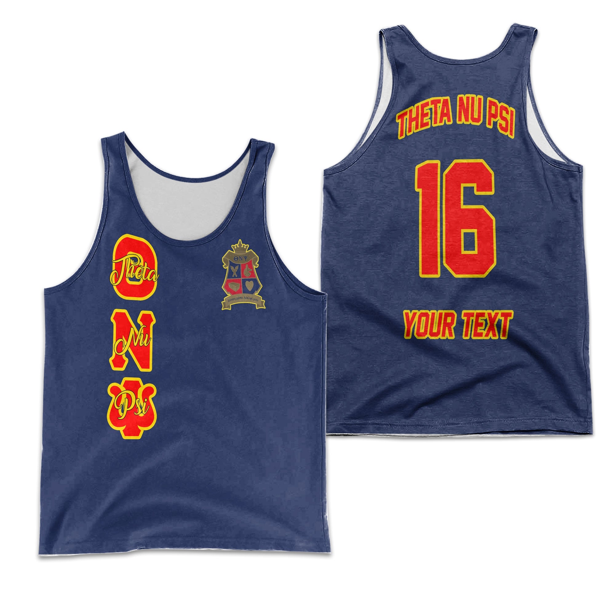 Fraternity Tank Top - Personalized Theta Nu Psi Men Tank Top Original Blue Style