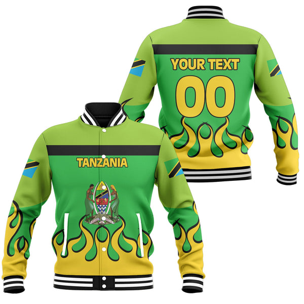 Tanzania Baseball Jacket Flag & Coat Of Arms Fire Hockey Style