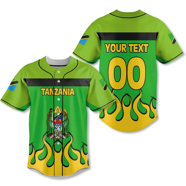 Tanzania Baseball Jersey Flag & Coat Of Arms Fire Hockey Style