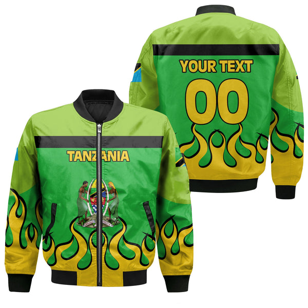 Tanzania Bomber Jacket Flag & Coat Of Arms Fire Hockey Style