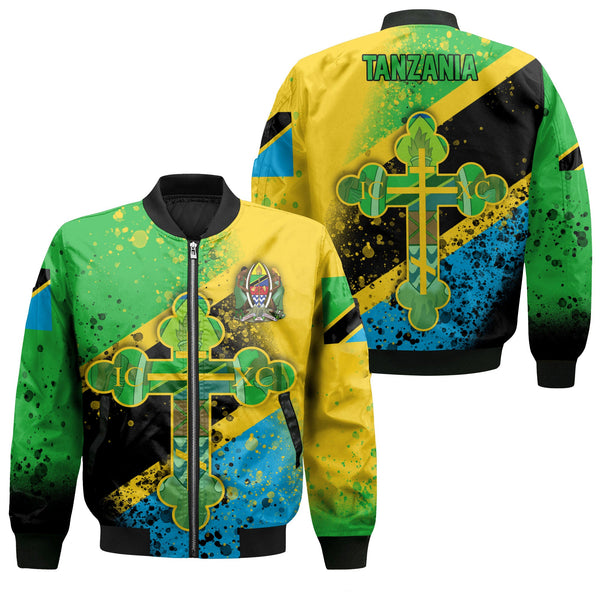 Tanzania Bomber Jacket Flag & Coat Of Arms Orthodox Style