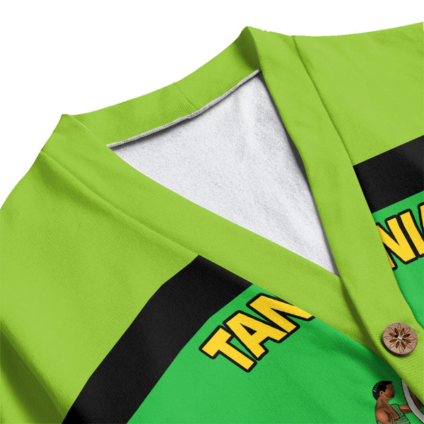 Tanzania Fleece Cardigan Flag & Coat Of Arms Fire Hockey Style