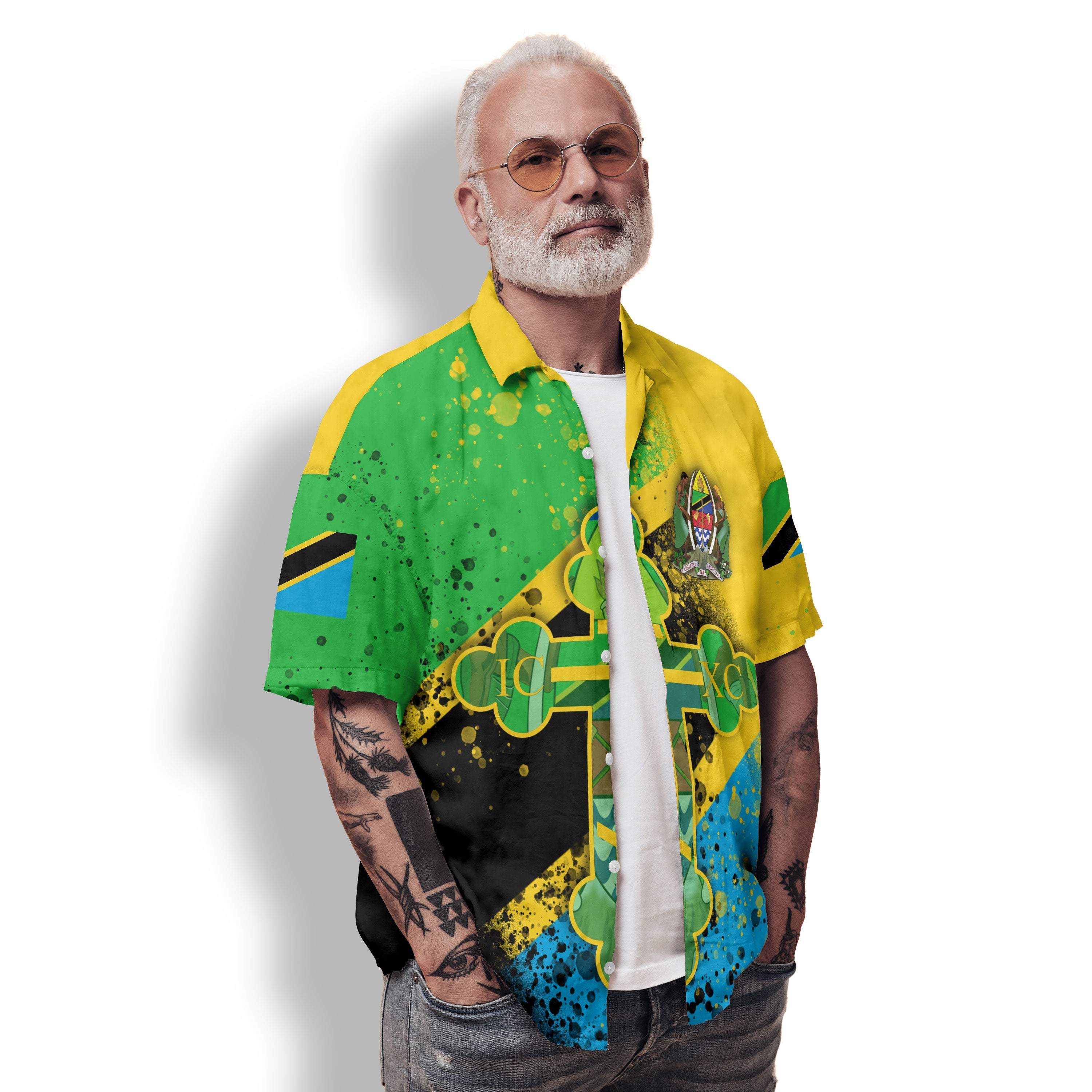 Tanzania Hawaiian Shirt Flag & Coat Of Arms Orthodox Style