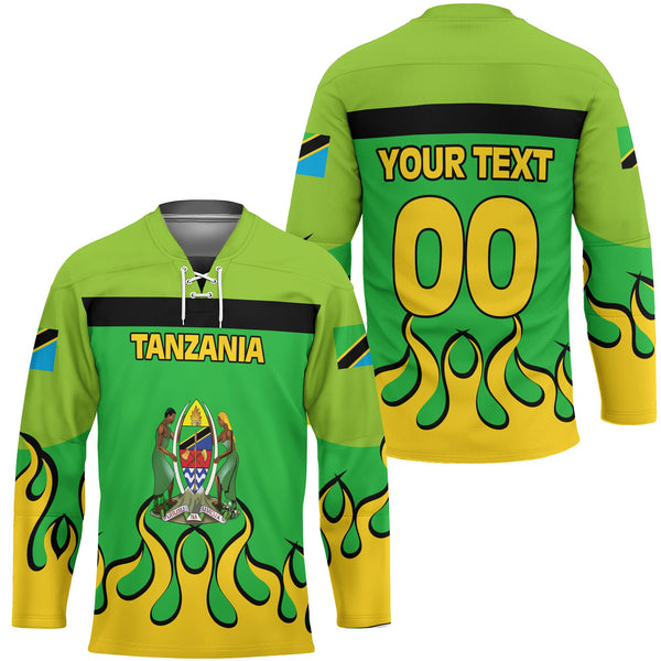 Tanzania Hockey Jersey Flag & Coat Of Arms Fire Hockey Style