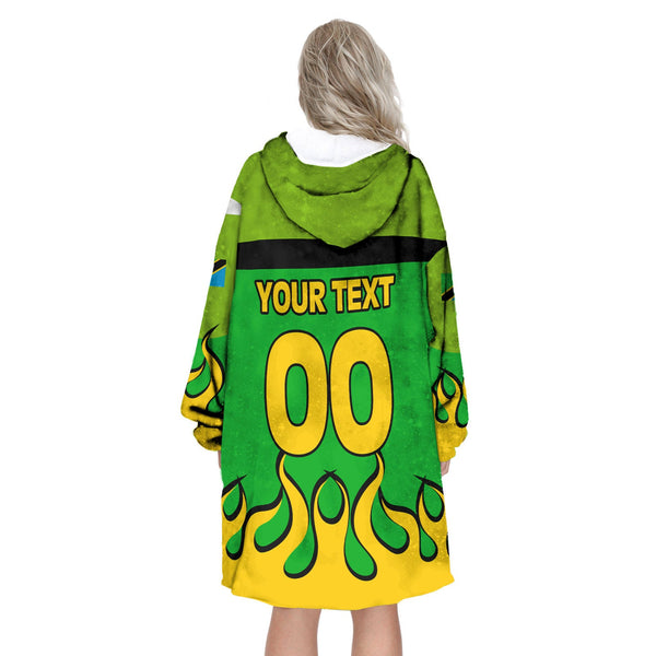 Tanzania Snug Hoodie Flag & Coat Of Arms Fire Hockey Style