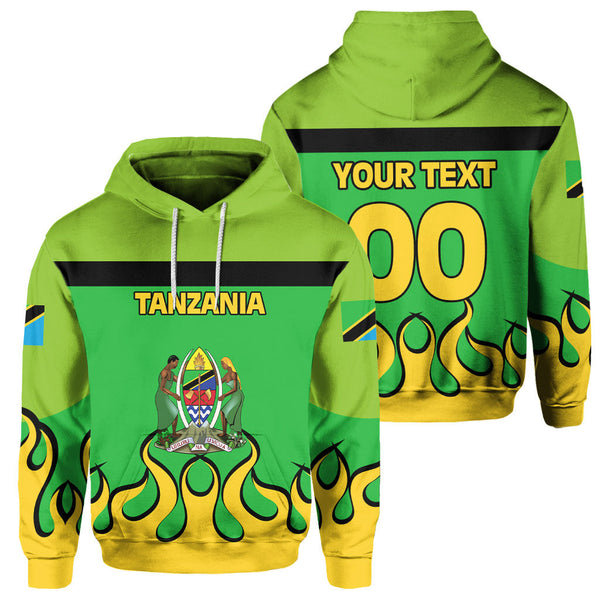 Tanzania Hoodie Flag & Coat Of Arms Fire Hockey Style