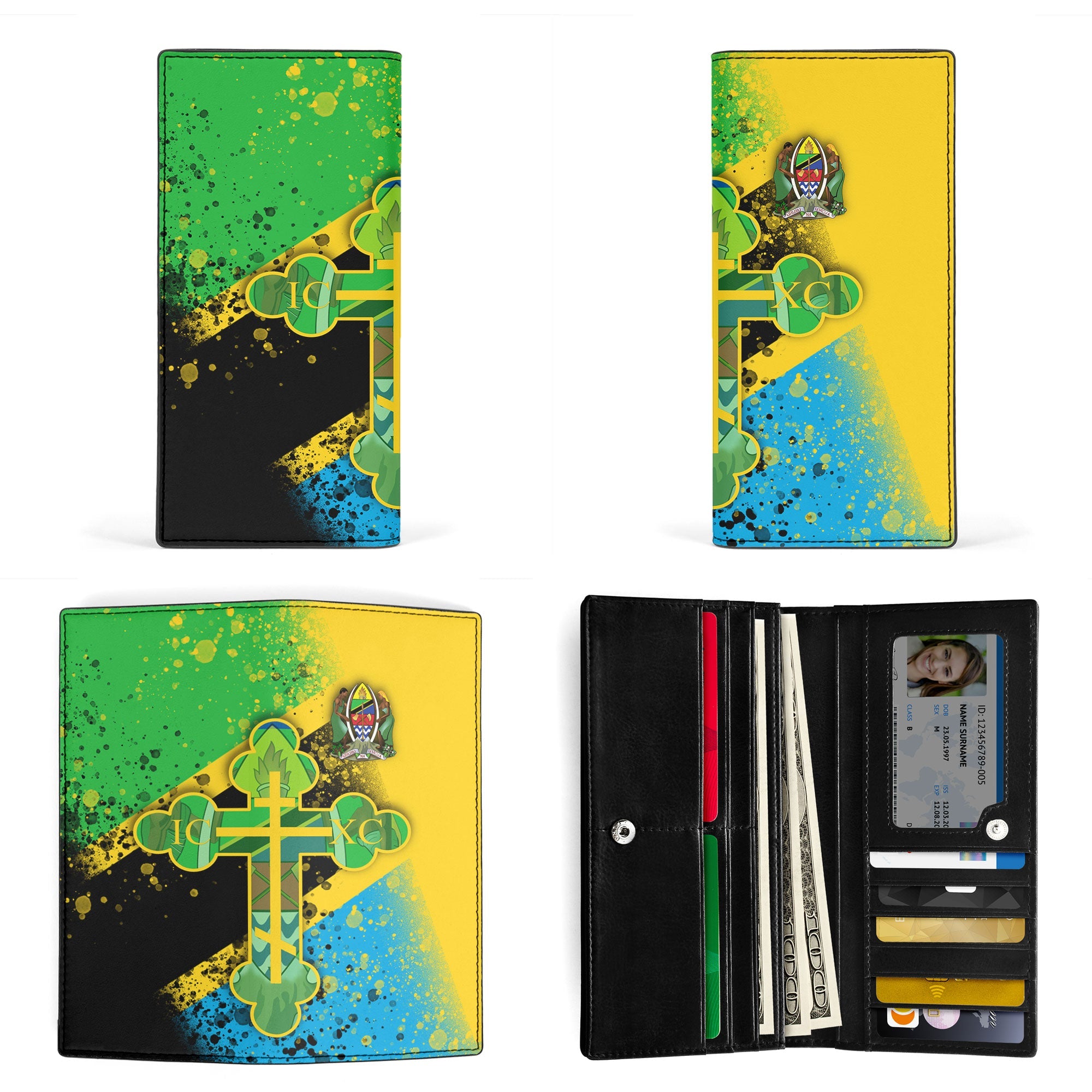 Tanzania Leather Wallet Flag & Coat Of Arms Orthodox Style