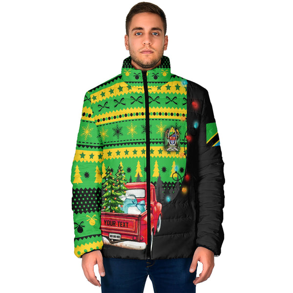 Tanzania Men Padded Jacket Coat Of Arms Christmas Style