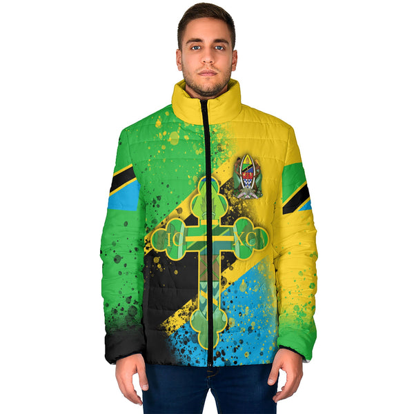 Tanzania Men Padded Jacket Flag & Coat Of Arms Orthodox Style